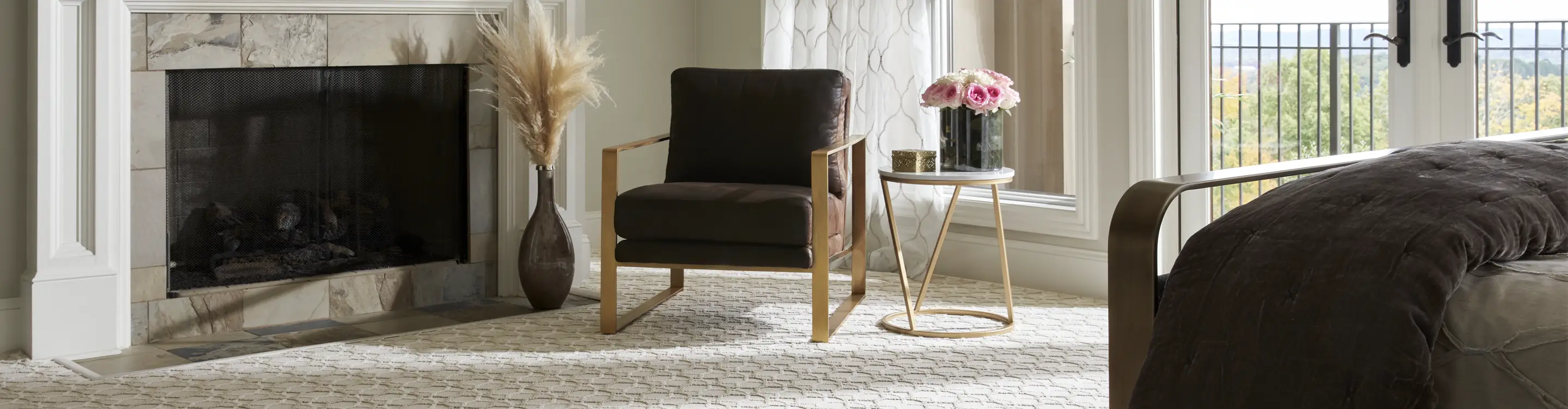 Karastan patterned carpet in living room