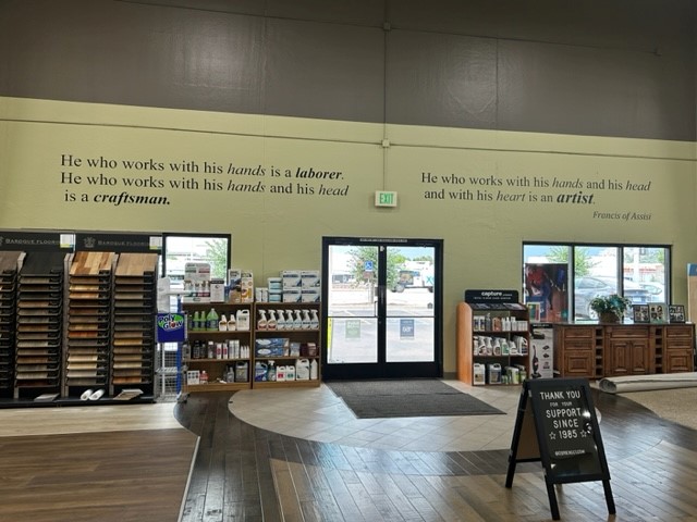 Showroom wall message