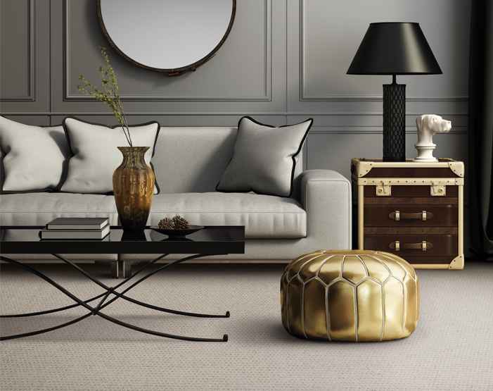 karastan wool carpet in grey in living room