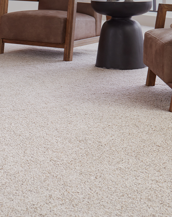 Carpet installed in living room flooring