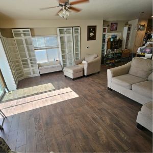 living room with wood-look floors