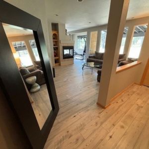 living room with vinyl floors